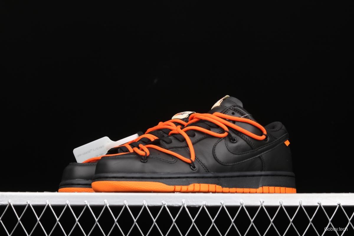 OFF-White x Futura x Nike DUNK Low Black Orange Tripartite name Black Orange Deconstruction Board shoes CT0856-005X