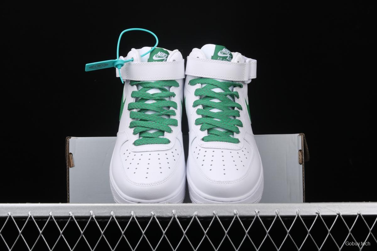 NIKE Air Force 1x07 Mid white and green 3M reflective medium-top casual board shoes 366731-909