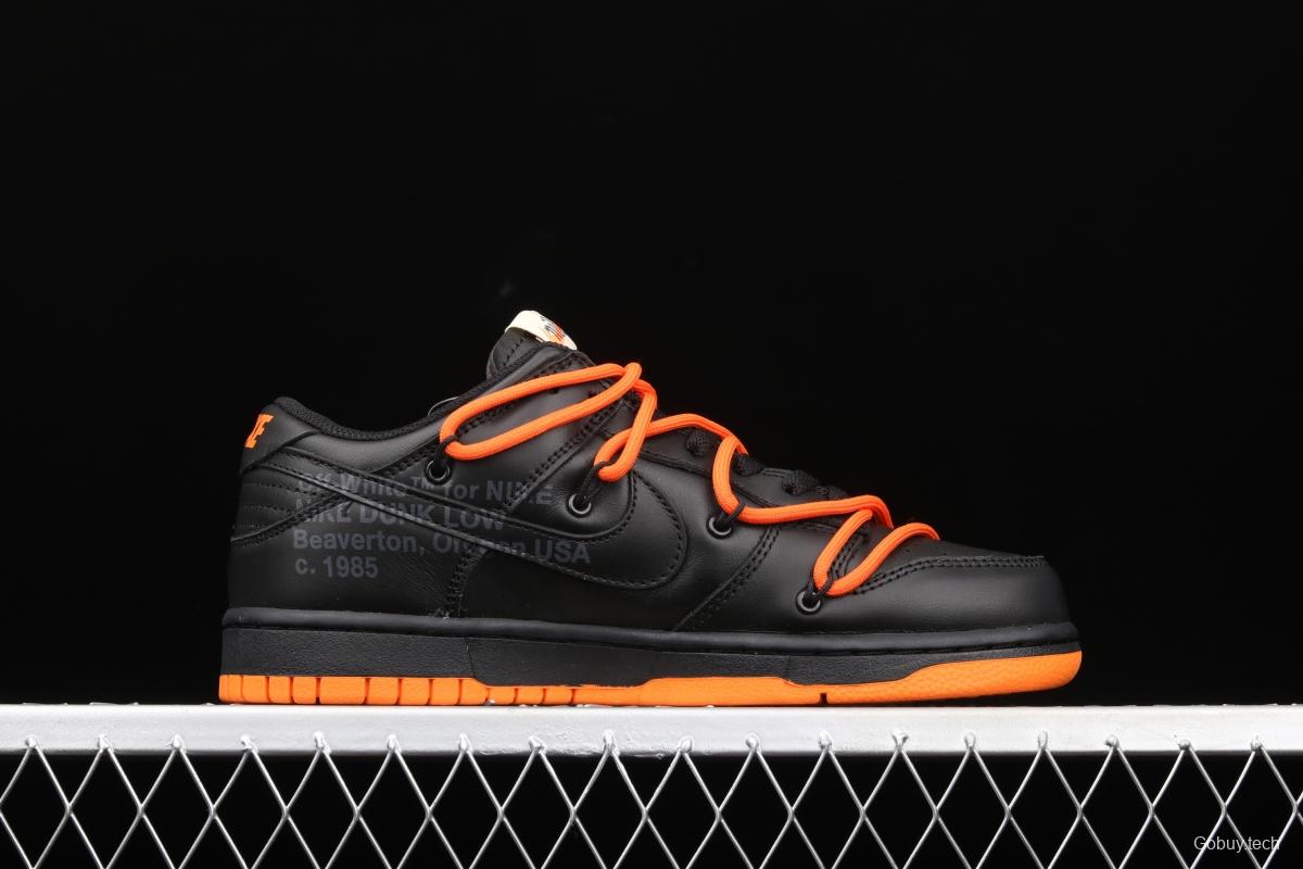 OFF-White x Futura x Nike DUNK Low Black Orange Tripartite name Black Orange Deconstruction Board shoes CT0856-005X