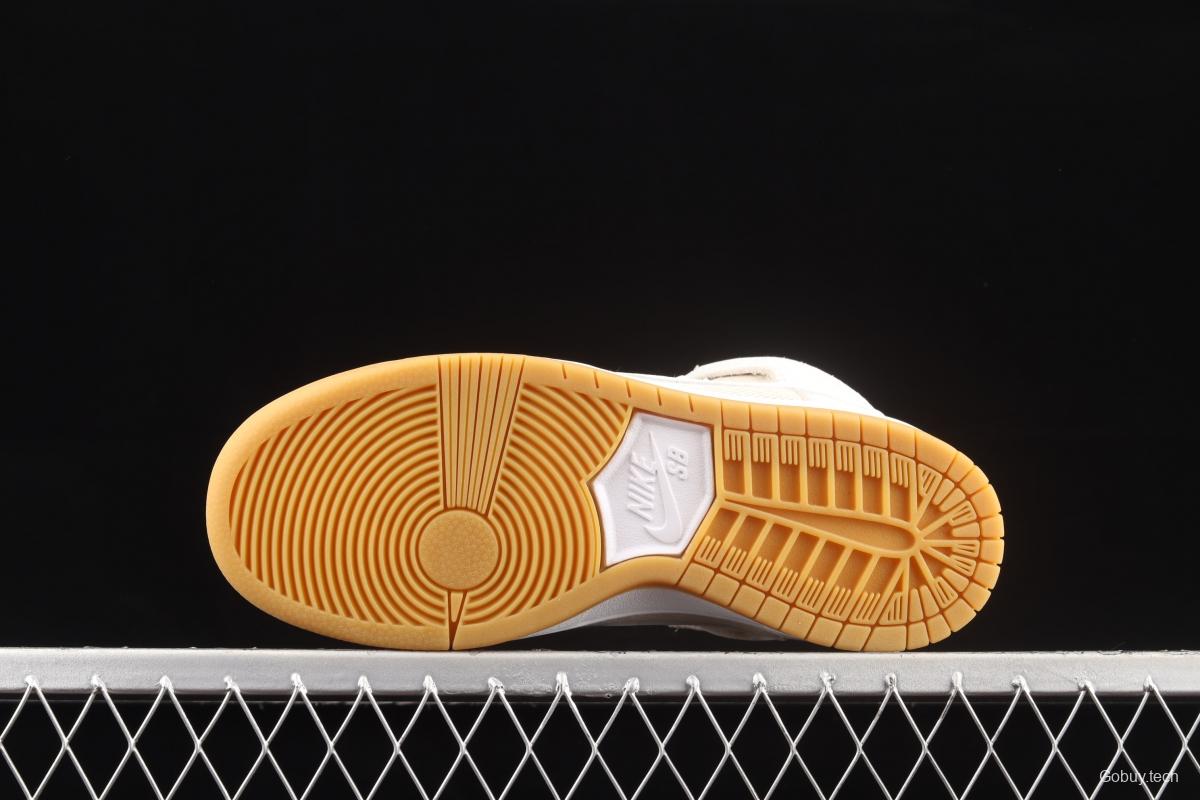NIKE SB DUNK High Unbleached Pack linen color SB buckle rebound fashion casual board shoes DA9626-100