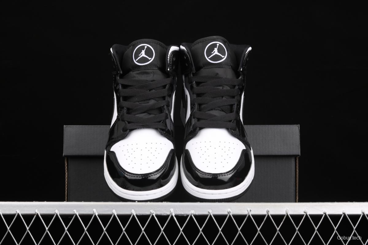 Air Jordan 1 Mid All-Star Bang all-Star black and white lacquered leather basketball shoes DD1649-001