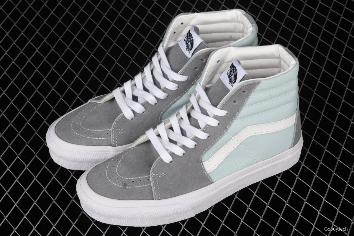 Vans Sk8-Hi gray and blue color side stripes high-top sports shoes VN0A32QG4FY