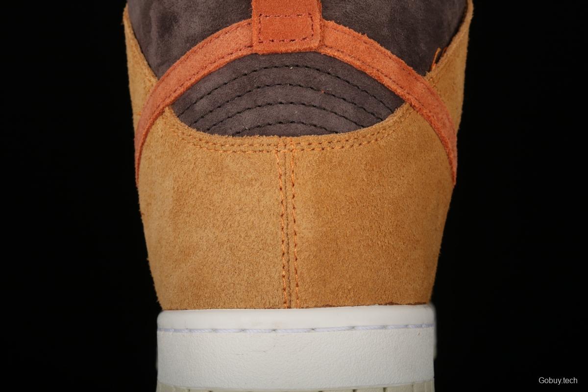 NIKE SB DUNK Hight Dark Russet dirty orange high-top leisure sports skateboard shoes DD1401-200