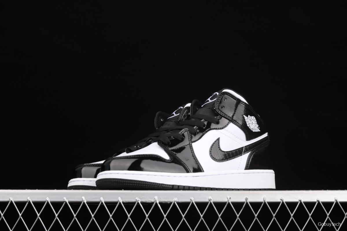 Air Jordan 1 Mid All-Star Bang all-Star black and white lacquered leather basketball shoes DD1649-001