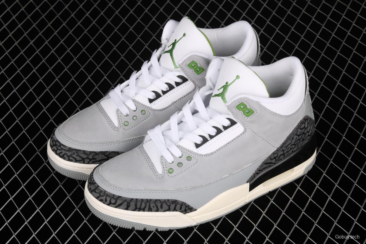 Air Jordan 3 Retro Chlorophyll AJ3 Joe 3 chlorophyll Gray Green manuscript 136064-006