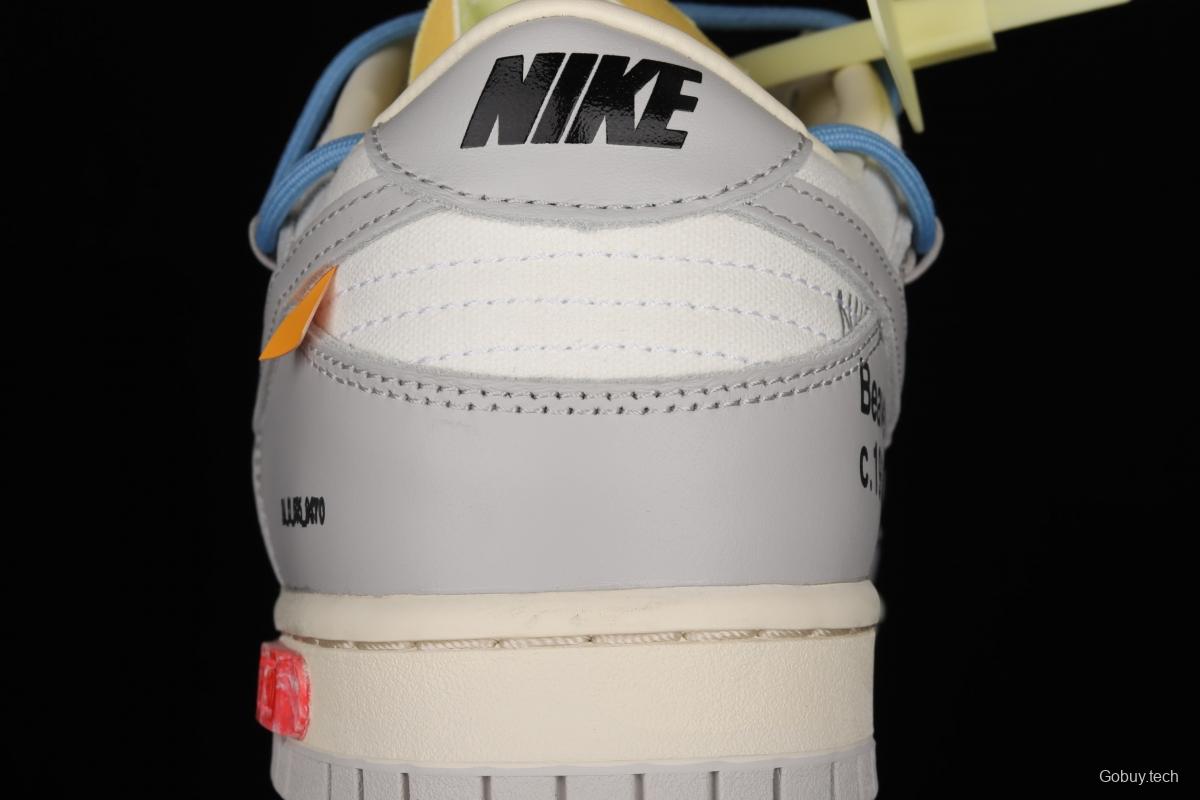 OFF-White x NIKE DUNK Low 04 of 50 OW white gray leisure sports skateboard shoes DM1602-113