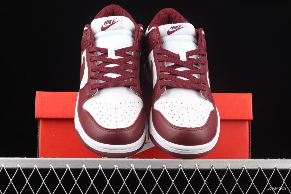 NIKE SB DUNK Low Prm wine red and white color SB buckle rebound fashion leisure board shoes DD1503-108