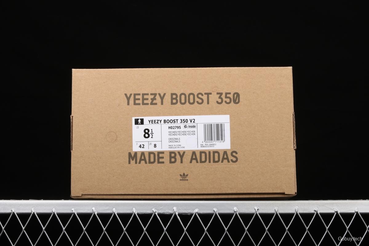 Adidasidas Yeezy Boost 350 V2 FAdidase H02795 Darth Coconut 350 second generation hollowed-out faded blue-brown matching BASF Boost original