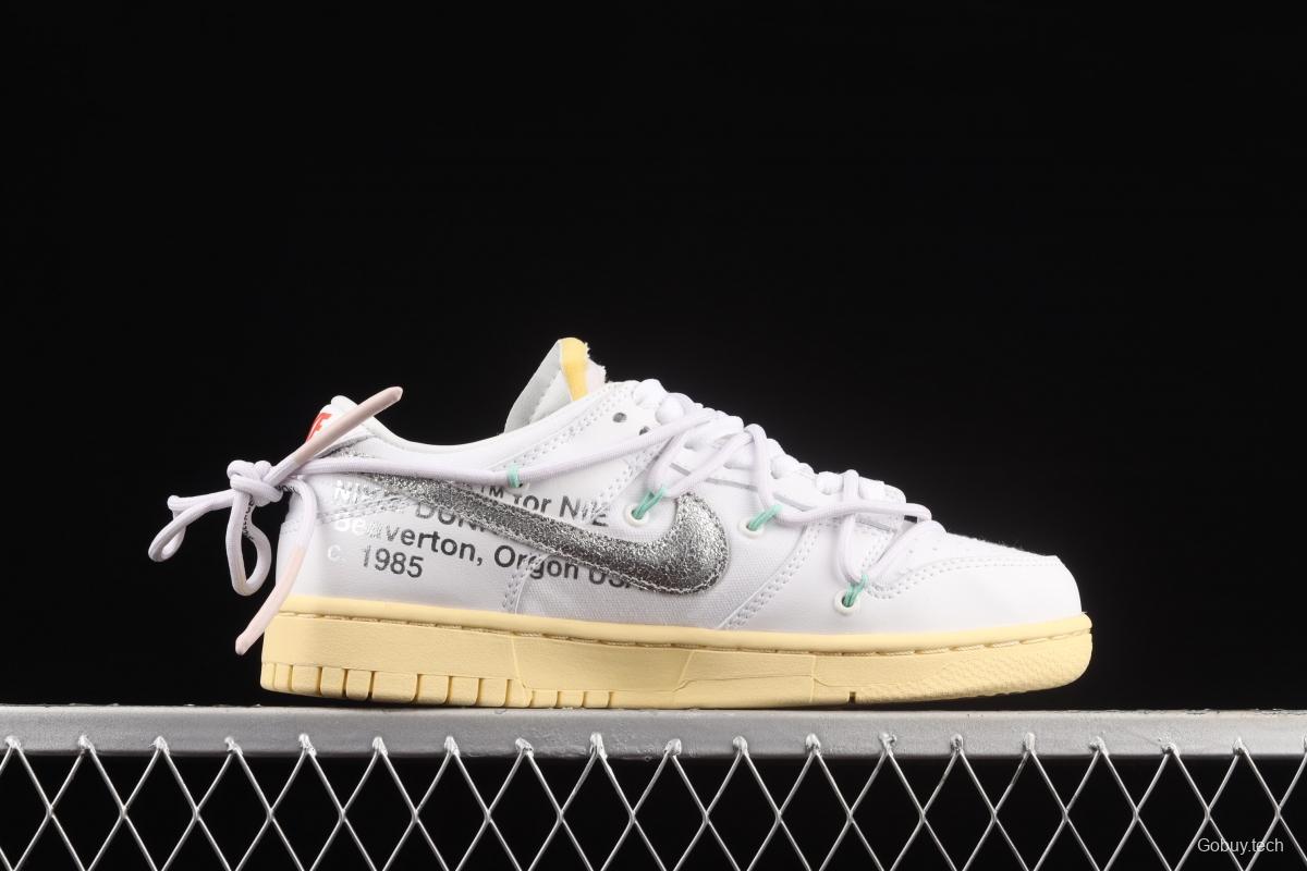 OFF-White x NIKE DUNK Low OW white and gray leisure sports skateboard shoes DM1602-127,