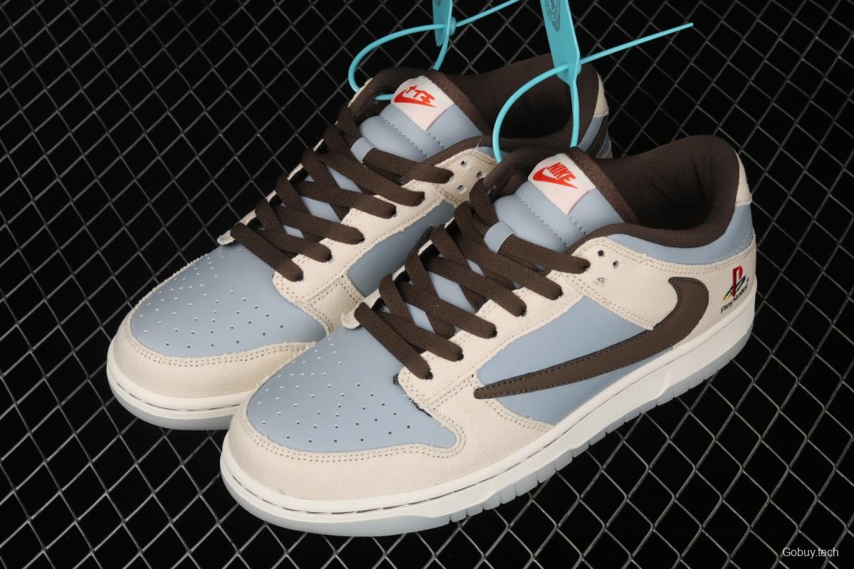 Travis Scott x PlayStation x NIKE DUNK Low tripartite joint name barb low-top skateboard shoes CU1726-800