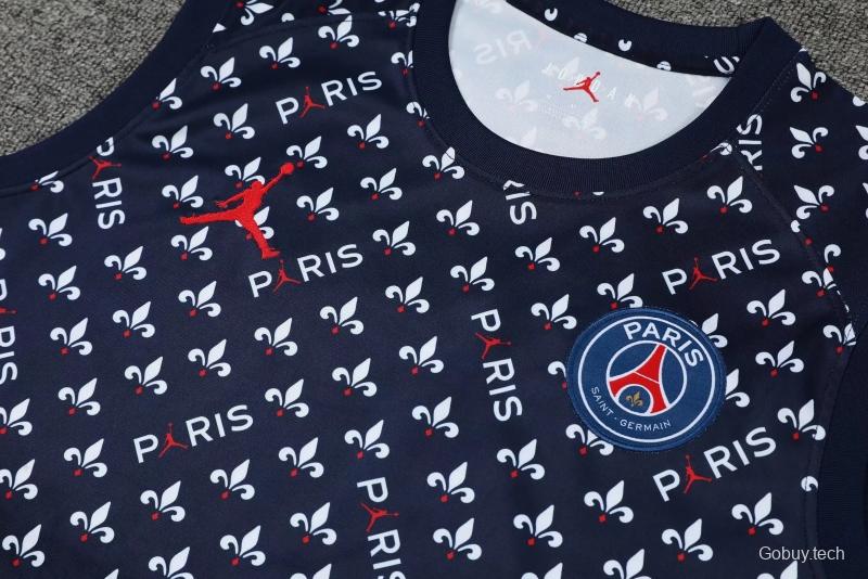 22/23PSG Royal Blue Flower Dot Pre-match Training Jersey Vest