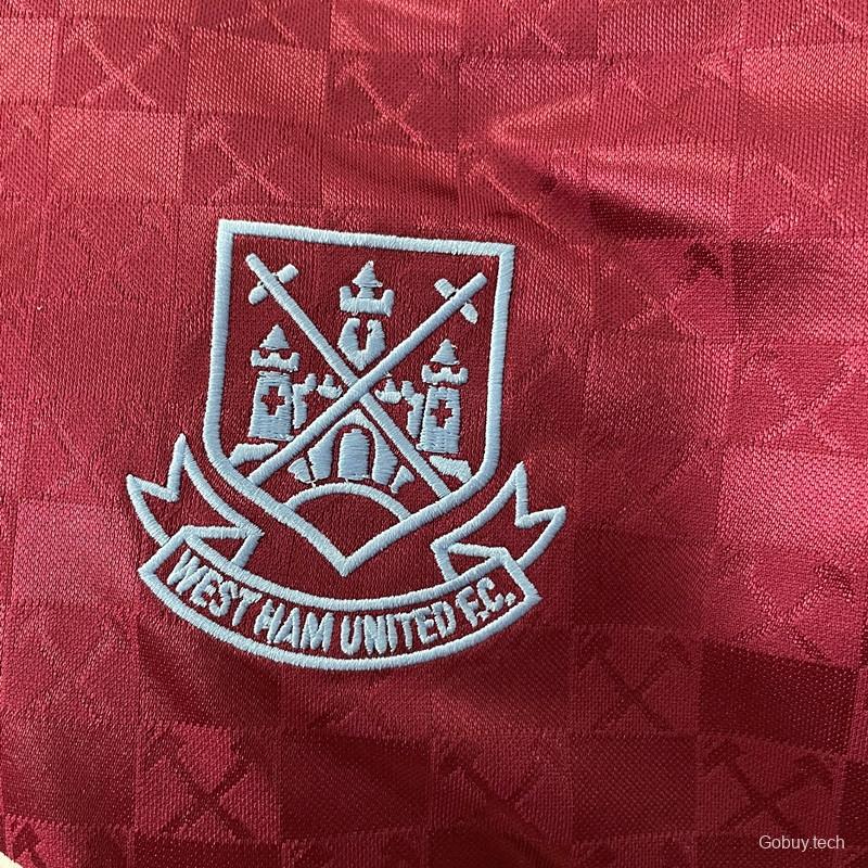 Retro 89/90 West Ham home Soccer Jersey