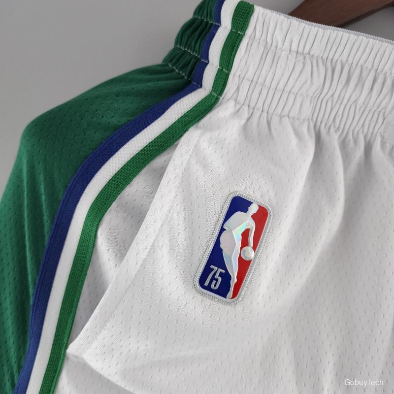 2022 Dallas Mavericks Urban Edition NBA Shorts White Green Trim