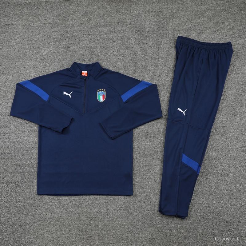 2022 Italy Navy Half Zipper Tracksuit