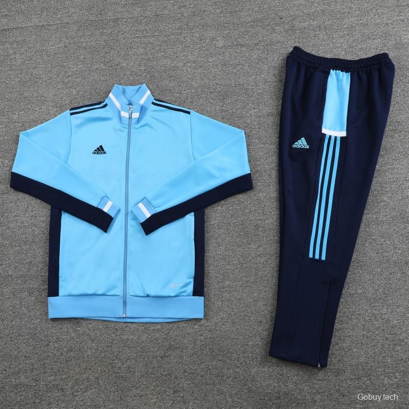 2023 Adidas Sky Blue Black Full Zipper Jacket +Pants