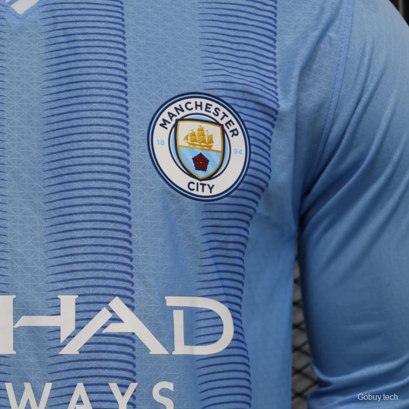 Player Version 23/24 Manchester City Home Long Sleeve Jersey