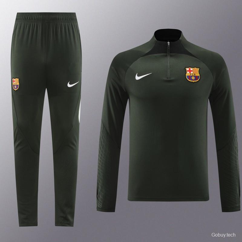 23/24 Barcelona Dark Green Half Zipper Jacket+Pants