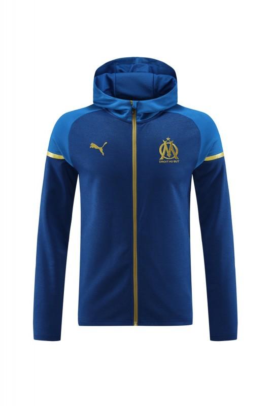 23/24 Olympique Marseille Blue Full Zipper Hoodie Jacket+Pants