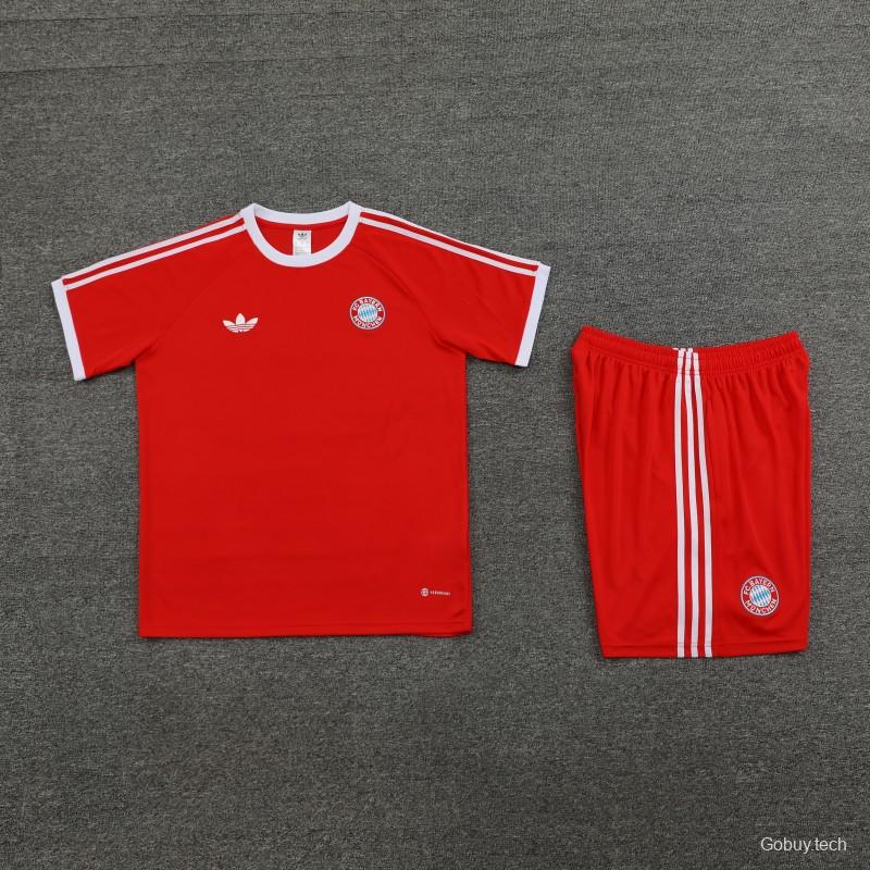 23/24 Bayern Munich Red Cotton Short Sleeve Jersey+Shorts