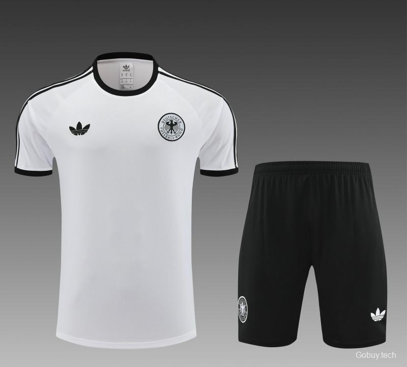 2024 Germany White Cotton Short Sleeve Jersey+Shorts