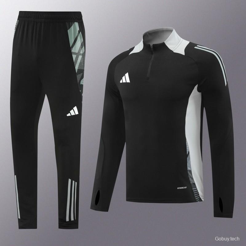 2024 Adidas Black/Grey Half Zipper Jacket +Long Pants