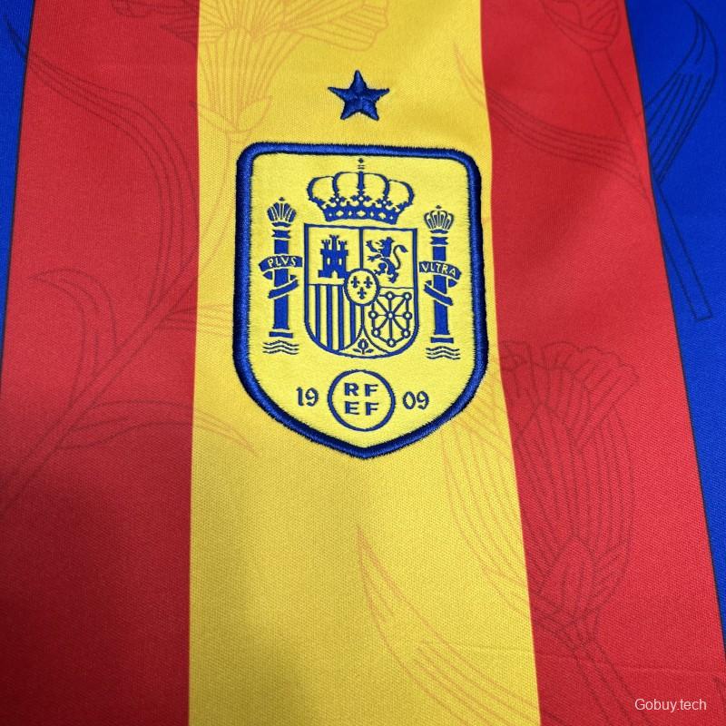 2024 Spain Euro Blue/Red/Yellow Pre-match Training Jersey