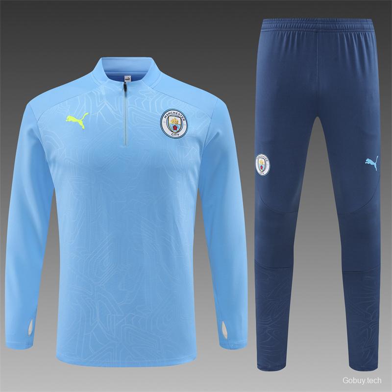 24/25 Manchester City Sky Blue Half Zipper Jacket+Long Pants