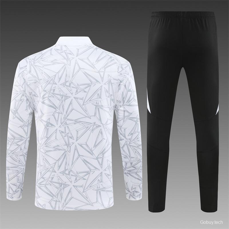 24/25 Real Madrid White Special Half Zipper Jacket+Long Pants