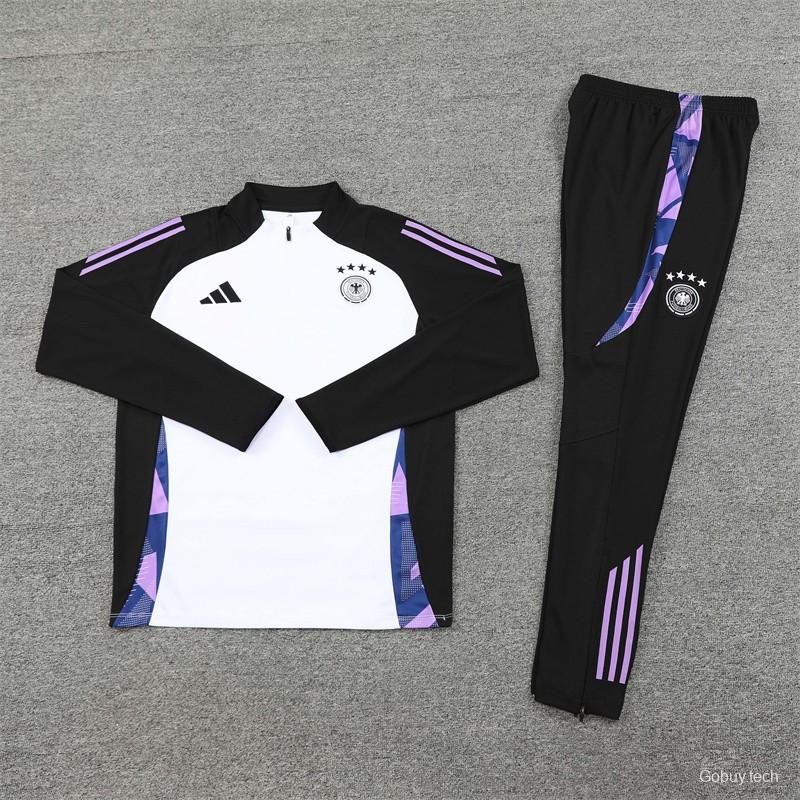 2024 Germany Black/White Half Zipper Jacket+Long Pants