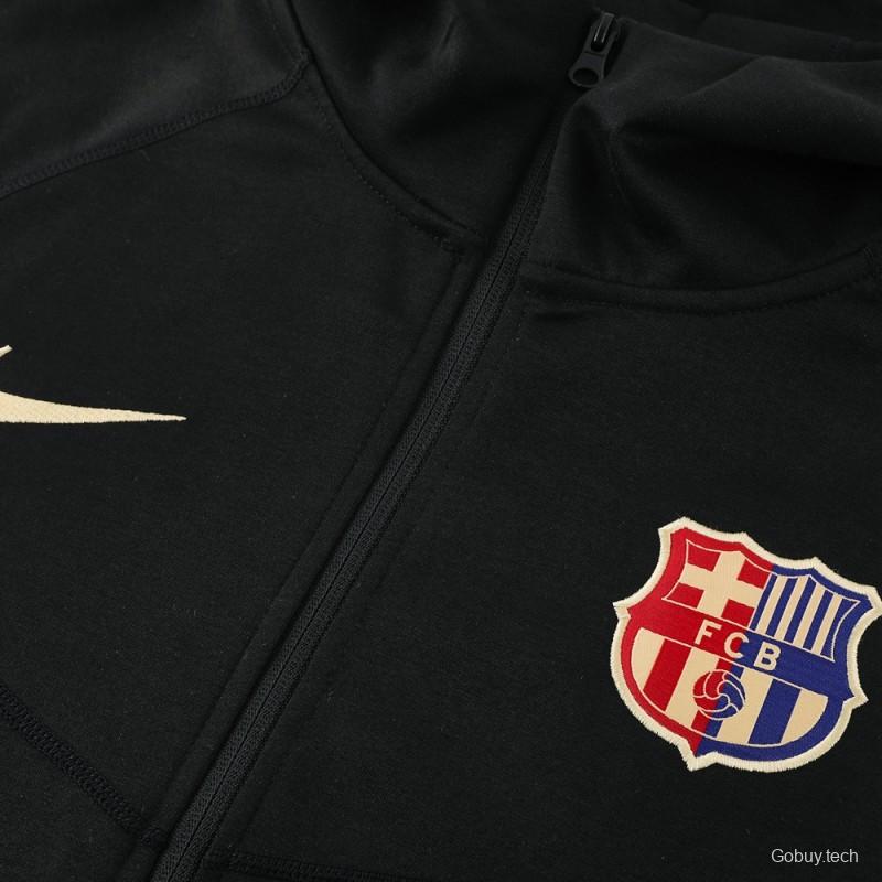 24/25 Barcelona Black Hoodie Full Zipper Jacket +Long Pants
