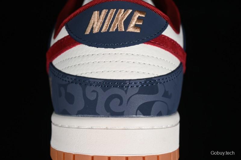 Nike SB Dunk Low Year of the Dragon Limited Edition - Dark Pattern Blue Red Swoosh Anniversary Custom Low-Top Casual Skate Shoes - DQ1098-365