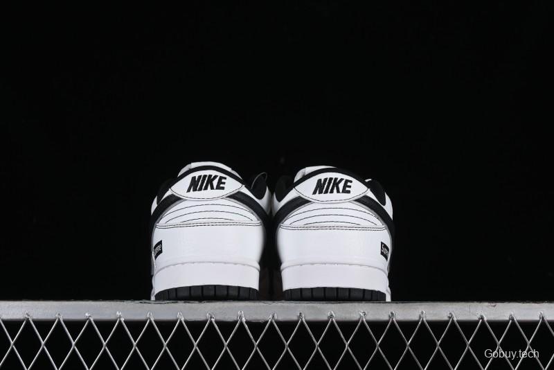 Nike Supreme x Nike SB Dunk Low Collaboration - Classic White Black Anniversary High-End Custom Low-Top Casual Skate Shoes - DY1503-100