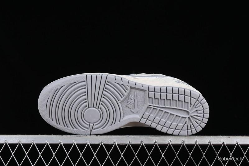 Stussy x Nike SB Dunk Low Retro Premium Sneakers in Off-White Light Grey Swoosh - DQ1098-377