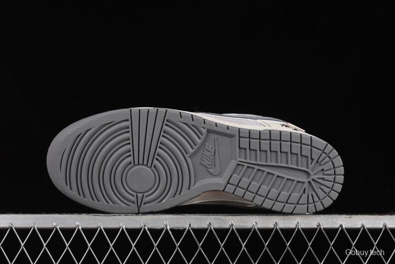 Nike SB Dunk Low Black Wukong Series - Light Gray Swoosh Anniversary Custom Low-Top Casual Skate Shoes - SJ1098-013