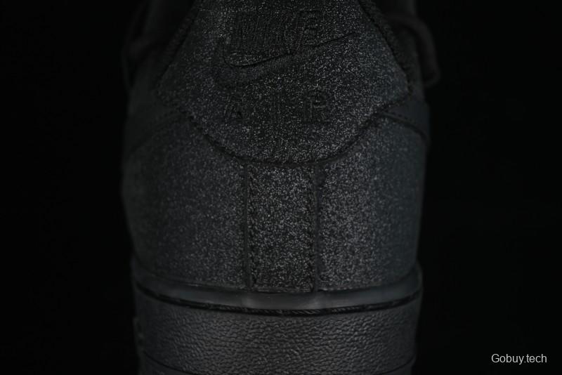 Nike Air Force 1 '07 Low Cleanfit High Street Retro Style All Black Star-Studded Diamond Accents Lace-Up Low-Top Casual Sneakers - ZH0316-030