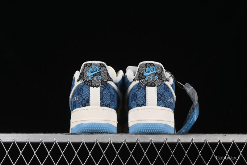 Nike Air Force 1 '07 Low Gucci Collaboration - Blue Floral Print Casual Sneakers - BB9577-101