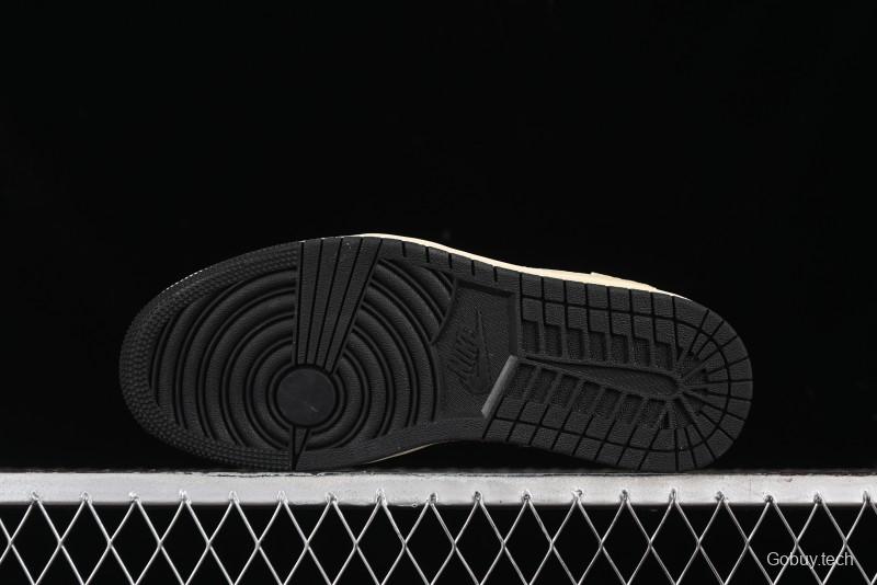 Nike Travis Scott x Fragment Design x Air Jordan 1 Low OG SP AJ1 Bape Collaboration - Crocodile Leather Black White Blue Low Top Casual Sneakers - XZ2828-001