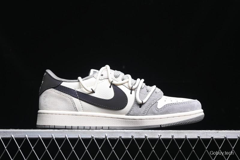 Nike Travis Scott x Fragment Design x Air Jordan 1 Low OG SP AJ1 Dior Collaboration - Splatter Lace-Up Low-Top Casual Sneakers DM9288-002