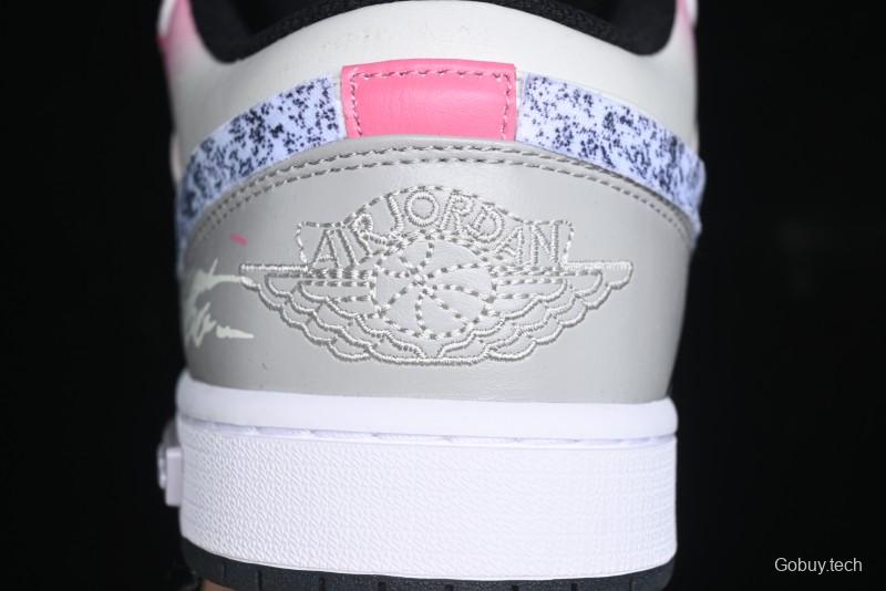 Nike Air Jordan 1 Low Retro Basketball Shoes - Panda Mischief Qixi Theme with Special Graffiti Design - 553558-132