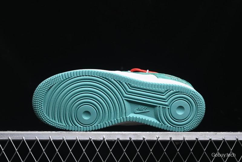Nike Air Force 1 '07 Low Gucci Stone Island Collaboration - Grey Green Pigskin Lace-Up Casual Sneakers - DF0188-010