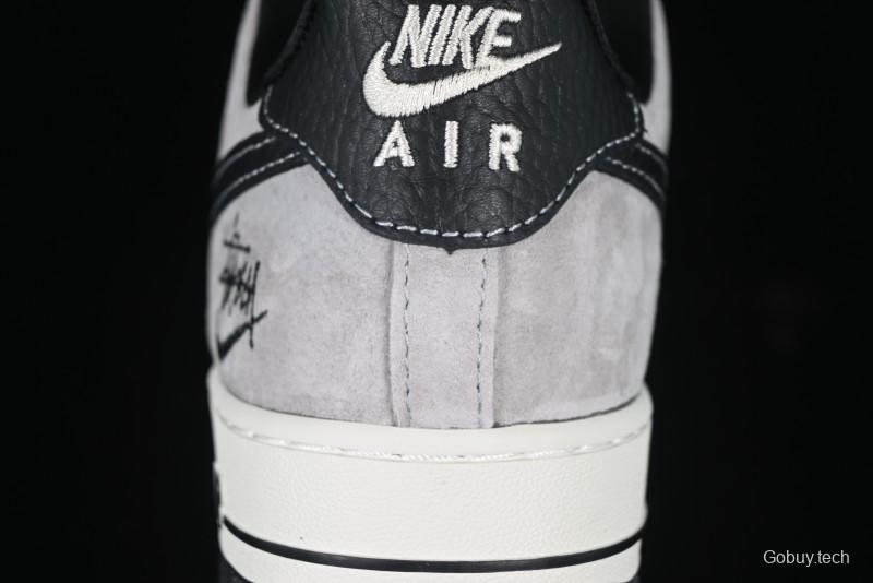 Nike Air Force 1 '07 Low Stussy Collaboration Black Leather Low-Top Casual Sneakers - CH6336-518