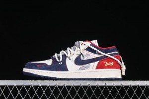 Nike Air Jordan 1 Low OG SP AJ1 Year of the Snake Limited Edition Red Blue Drawstring Low-Top Casual Sneakers - SJ9950-051