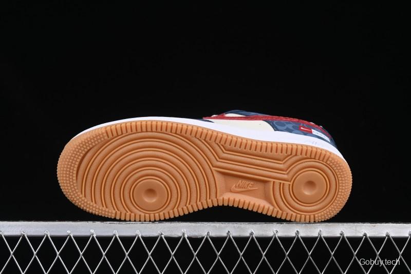 Nike Air Force 1 '07 Low Gucci Collaboration Snake Pattern Red Swoosh Casual Sneakers - DF0188-039