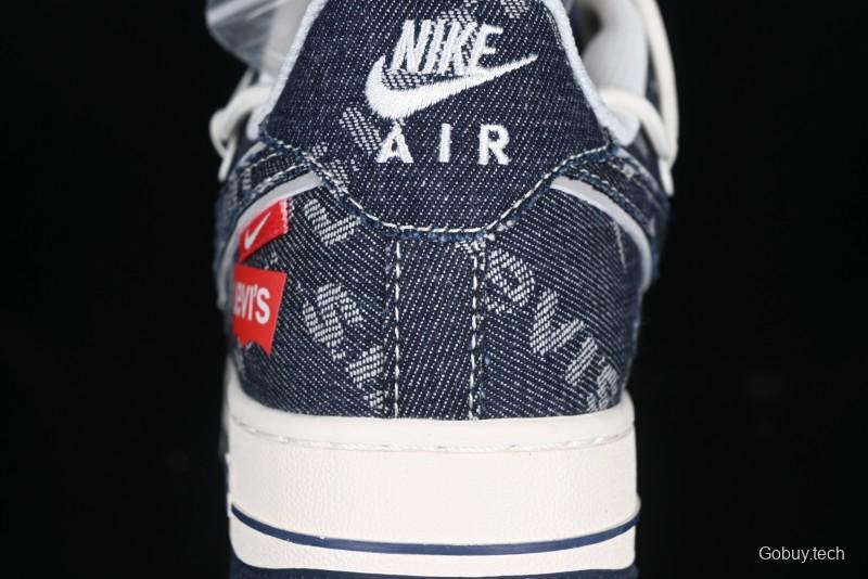 Nike Air Force 1 '07 Low Levi's Collaboration Light Blue Denim Drawstring Casual Sneakers - SJ1198-900