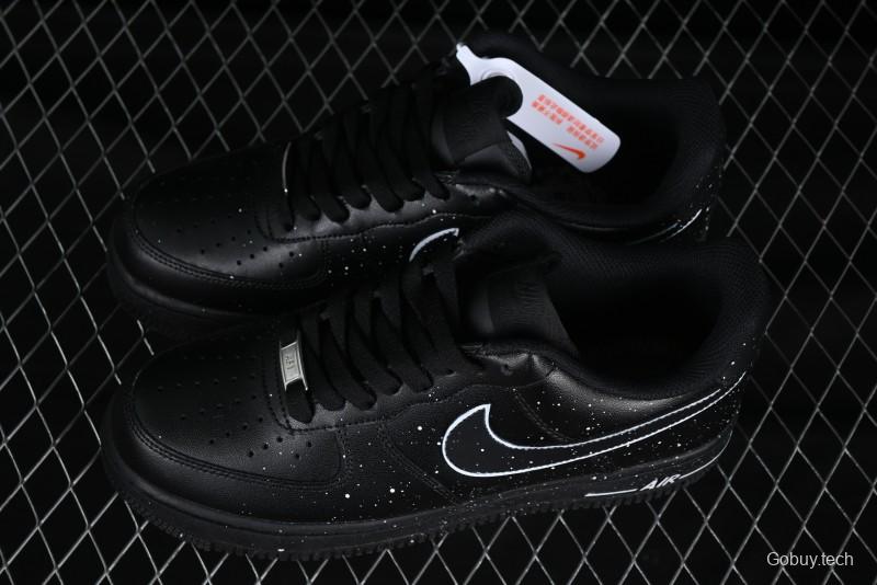 Nike Air Force 1 '07 Low 2D Anime Theme Black White Splatter Casual Sneakers - CK0316-059
