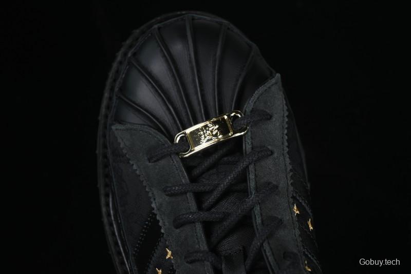 Adidas Superstar JR5114 Clot Collaboration Shell Toe Skate Shoes with Perforated Leather Upper - JR5114