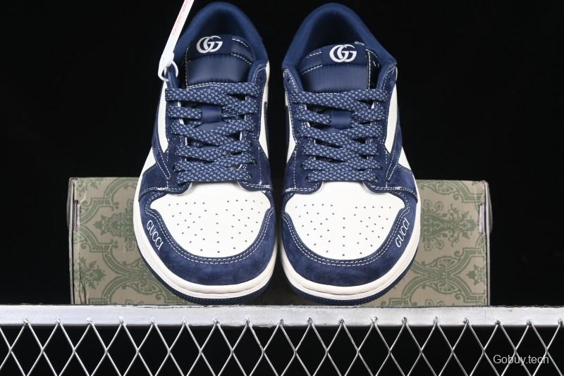 Nike Travis Scott x Fragment Design x Air Jordan 1 Low OG SP AJ1 Collaboration Sneakers - Prussian Blue - XS3086-006