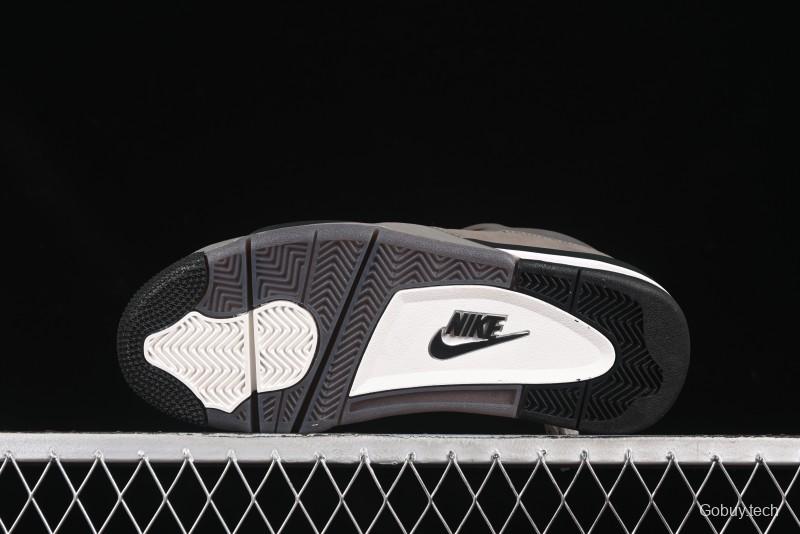 Nike Air Jordan 4 Retro Sneakers in Cave Stone Brown Suede with Black Mesh - FV5029-200