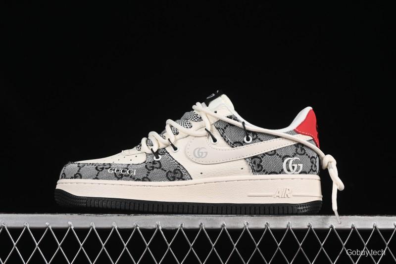 Nike Air Force 1'07 Low Gucci Collaboration Grey Pattern Drawstring Casual Sneakers - YX5066-319
