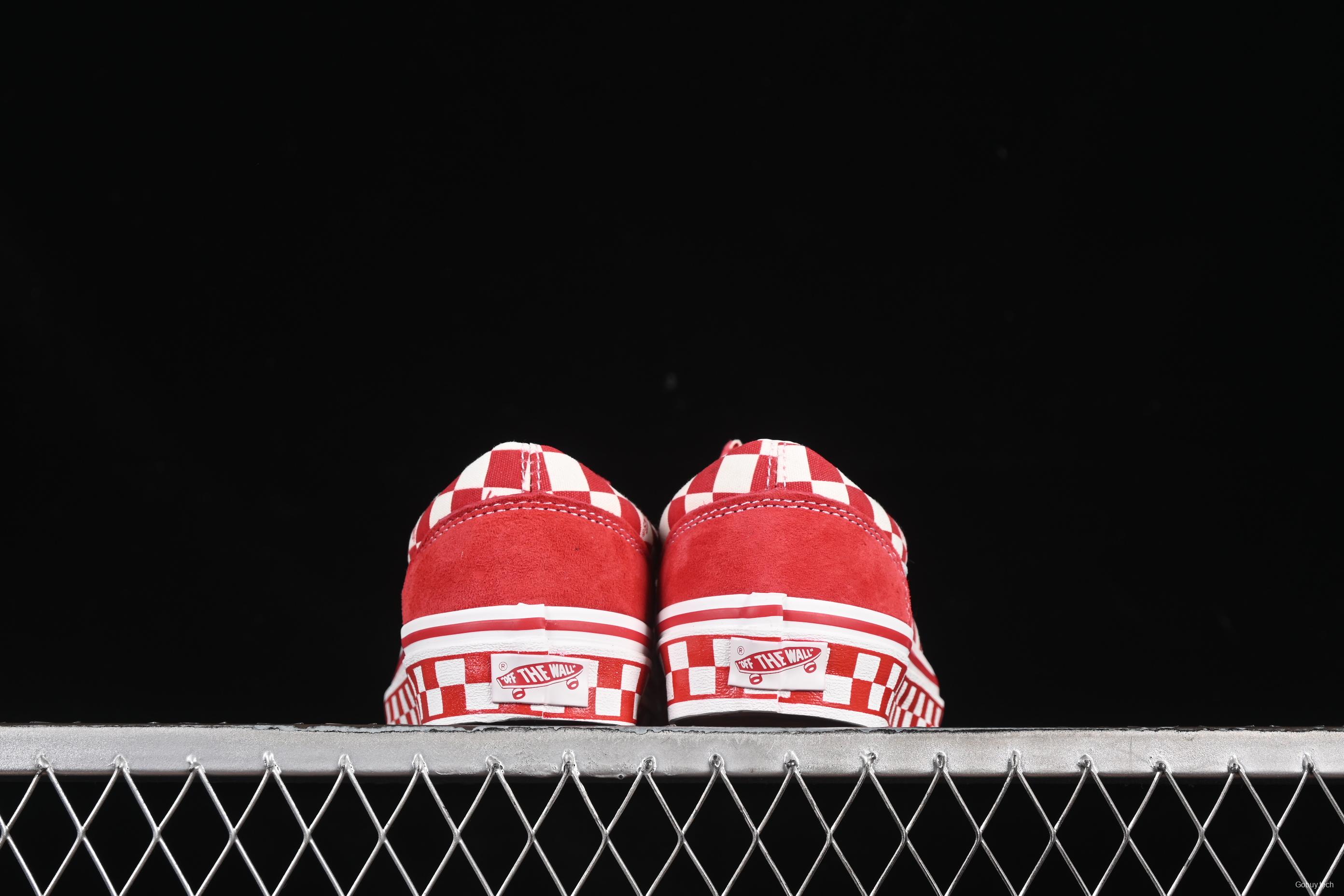 Vans Old Skool 36 LX-BMX Classic Skate Shoes in White Red Checkerboard - VN000D57ERM